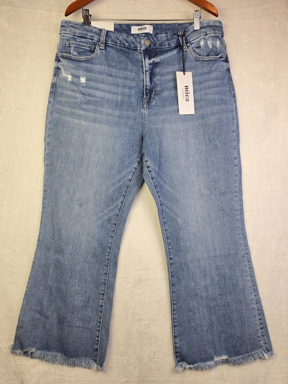 Mica Blue Jeans Womens 18W High Rise Crop Flare Medium Wash Stretch NWT